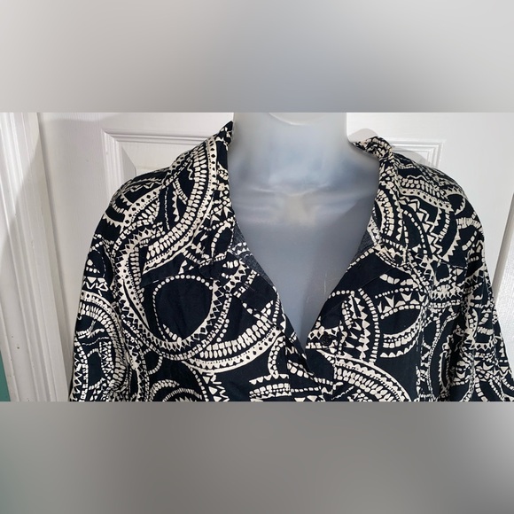 Anthropologie Maeve Bettina in Black White Print Cotton Shirt Dress 2XL   AA11 - Picture 4 of 10